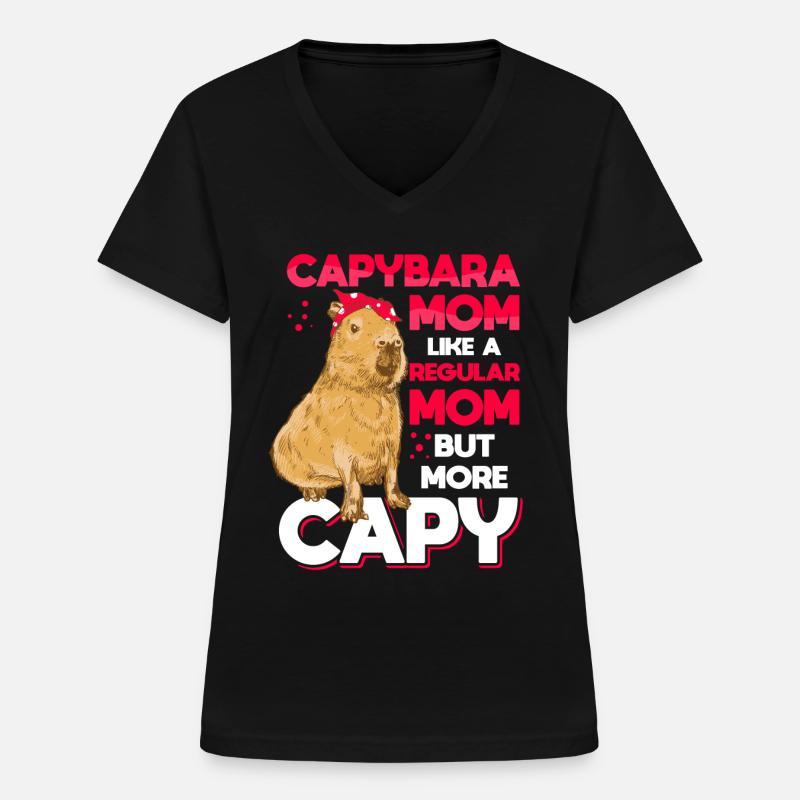 Capybara Mama Capybara Funny - Women's V-neck T-shirt - black