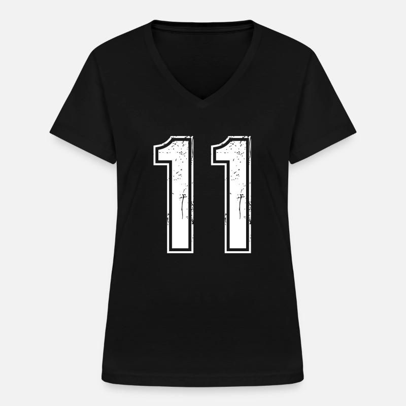 11 år retro trøje nummer 11 T-hirt nummer - T-shirt med V-hals til damer - sort