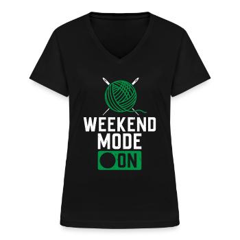 Mode week-end activé - Crochet - T-shirt col V Femme - noir - Devant - Lela (165cm)