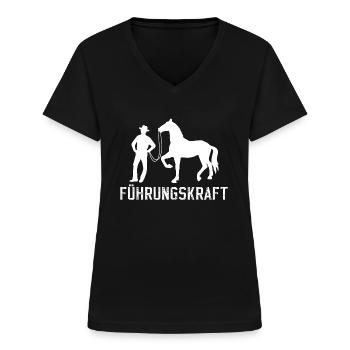 Führungskraft Pferd Reiten - Frauen-T-Shirt mit V-Ausschnitt - Schwarz - Vorne - Lela (165cm)