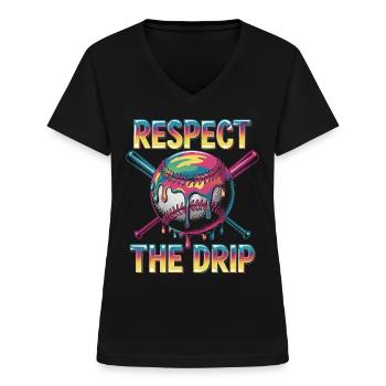 Humor Baseballspieler - Frauen-T-Shirt mit V-Ausschnitt - Schwarz - Vorne - Lela (165cm)
