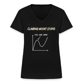 Mount Stupid Effekt Dumme Menschen Sarkastisch - Frauen-T-Shirt mit V-Ausschnitt - Schwarz - Vorne - Lela (165cm)