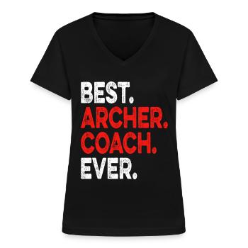 Tir à l’arc Flèche Tir à l’arc Tir à l’arc - T-shirt col V Femme - noir - Devant - Lela (165cm)