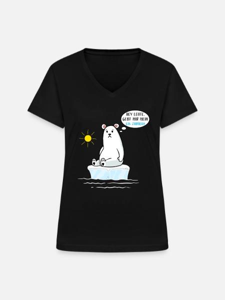 Klimawandel Umweltschutz Erderwärmung Eisbär - Frauen-T-Shirt mit V-Ausschnitt - Schwarz
