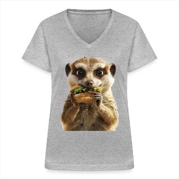 Suricate - T-shirt col V Femme - gris chiné - Devant - Lela (165cm)