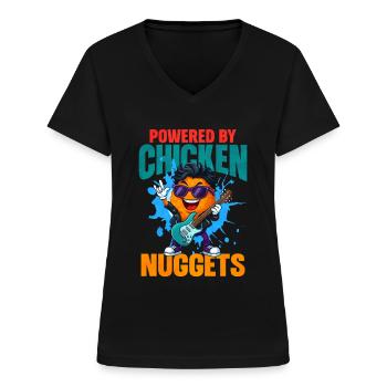 Chicken Nugget - Women's V-neck T-shirt - black - Front - Lela (165cm)