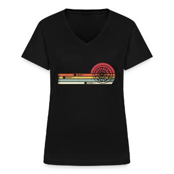 Fléchettes Retro Víntage Dart Bullseye - T-shirt col V Femme - noir - Devant - Lela (165cm)
