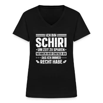 Schiri Hat Immer Recht Fußball Schiedsrichter - Frauen-T-Shirt mit V-Ausschnitt - Schwarz - Vorne - Lela (165cm)