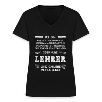 Lustiger Spruch fürs Referendariat für Lehrer - Frauen-T-Shirt mit V-Ausschnitt - Schwarz - Vorne - Lela (165cm)