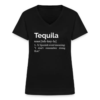 Tequila Definition II - Frauen-T-Shirt mit V-Ausschnitt - Schwarz - Vorne - Lela (165cm)