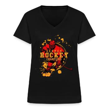 Eishockey Deutschland German Hockey Champions - Frauen-T-Shirt mit V-Ausschnitt - Schwarz - Vorne - Lela (165cm)