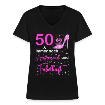 50 Geburtstag Frauen Geschenk 50 Jahre Geburtstag - Frauen-T-Shirt mit V-Ausschnitt - Schwarz - Vorne - Lela (165cm)