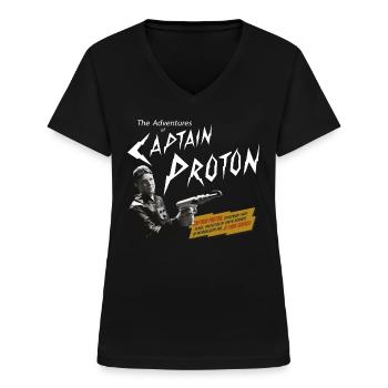 Star Trek Voyager Captain Proton - Frauen-T-Shirt mit V-Ausschnitt - Schwarz - Vorne - Lela (165cm)