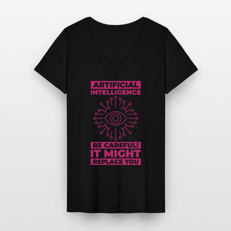 AI Machine Learning Computer Geek Technology Robot Women's V-neck T-shirt