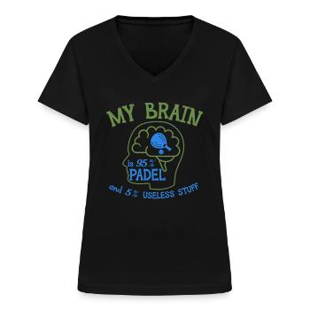 Padel Sportplatz Training Padelspieler - Frauen-T-Shirt mit V-Ausschnitt - Schwarz - Vorne - Lela (165cm)