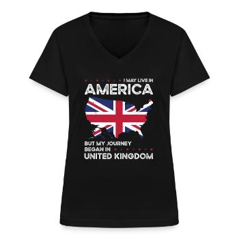 British American Patriot USA Grown United Kingdom - Women's V-neck T-shirt - black - Front - Lela (165cm)