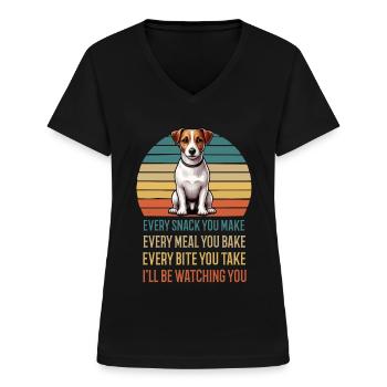 Every Snack you make Jack Russel terrier Jackie - Frauen-T-Shirt mit V-Ausschnitt - Schwarz - Vorne - Lela (165cm)