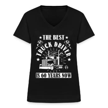 60.Geburtstag LKW Fahrer 60 Jahre Geschenk LKWs - Frauen-T-Shirt mit V-Ausschnitt - Schwarz - Vorne - Lela (165cm)