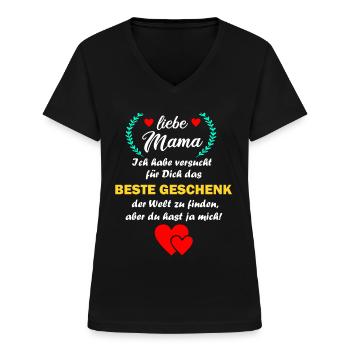 Mama lustig witzig Mutter Geburtstag Geschenk - Frauen-T-Shirt mit V-Ausschnitt - Schwarz - Vorne - Lela (165cm)
