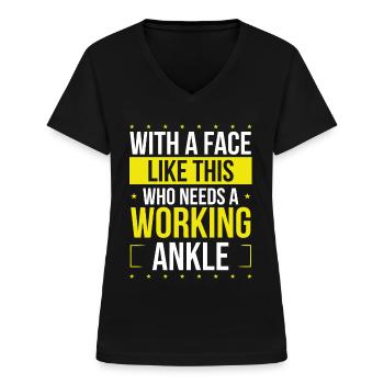 Grappige Gebroken Enkel goed binnenkort Broken Ankle Warrior - Vrouwen T-shirt met V-hals - zwart - Voor - Lela (165cm)