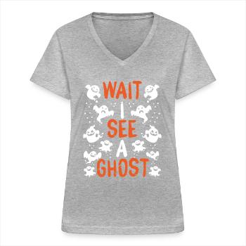 Chasse aux fantômes Attendez de voir un chasseur de fantômes fantômes - T-shirt col V Femme - gris chiné - Devant - Lela (165cm)