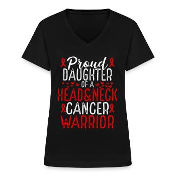 Ruban de sensibilisation au cancer de la tête et du cou pour les filles - T-shirt col V Femme - noir - Devant - Lela (165cm)