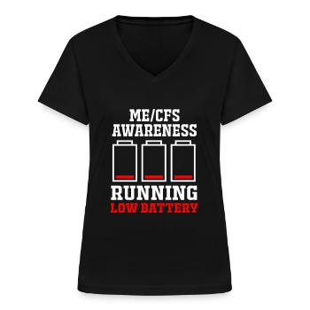 ME CFS - Frauen-T-Shirt mit V-Ausschnitt - Schwarz - Vorne - Lela (165cm)