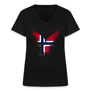 Norwegen Flagge - Frauen-T-Shirt mit V-Ausschnitt - Schwarz - Vorne - Lela (165cm)