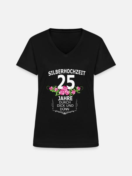 Silberhochzeit - Frauen-T-Shirt mit V-Ausschnitt - Schwarz