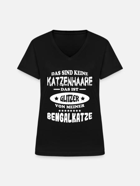 Bengal Katze - Frauen-T-Shirt mit V-Ausschnitt - Schwarz