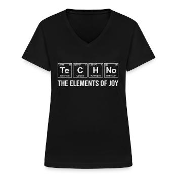 Techno Rave Electro Raver Chemie Periodensystem - Frauen-T-Shirt mit V-Ausschnitt - Schwarz - Vorne - Lela (165cm)