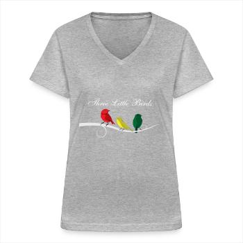 Three Little Birds Afrika Musik Reggae Rasta - Frauen-T-Shirt mit V-Ausschnitt - Grau meliert - Vorne - Lela (165cm)