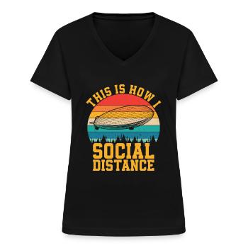 Zeppelin - Women's V-neck T-shirt - black - Front - Lela (165cm)