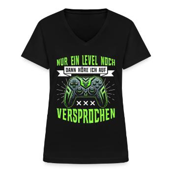 Jeux Gamer Gamer Lecteur vidéo Console PC Jeux - T-shirt col V Femme - noir - Devant - Lela (165cm)