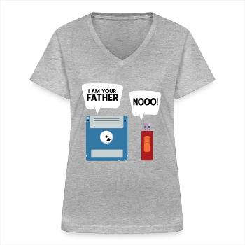 Programmierer Computercodierungssoftwareentwickler - Frauen-T-Shirt mit V-Ausschnitt - Grau meliert - Vorne - Lela (165cm)
