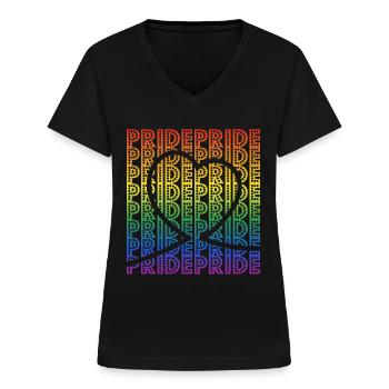 Fierté gai - T-shirt col V Femme - noir - Devant - Lela (165cm)