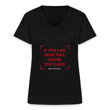 Gardez vos distances - T-shirt col V Femme - noir - Devant - Lela (165cm)