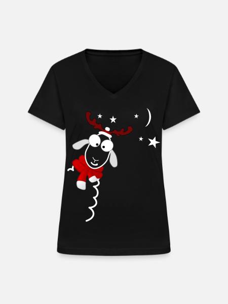 Weihnachten - Frauen-T-Shirt mit V-Ausschnitt - Schwarz