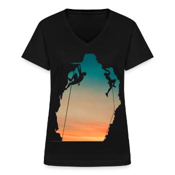 Climber - Women's V-neck T-shirt - black - Front - Lela (165cm)