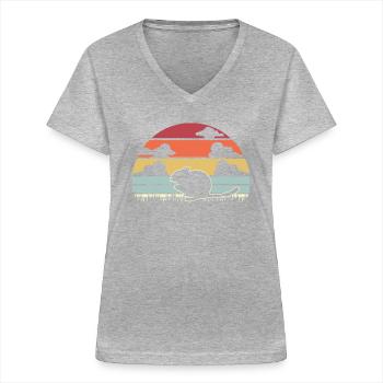Degu retro Nagetier - Frauen-T-Shirt mit V-Ausschnitt - Grau meliert - Vorne - Lela (165cm)