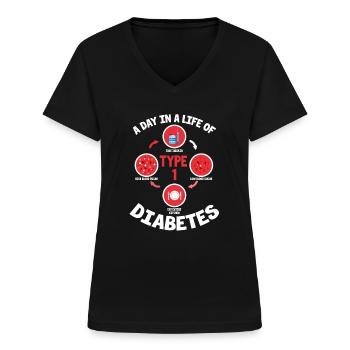 Diabetes Typ 1 Diabetiker Insulin Geschenk - Frauen-T-Shirt mit V-Ausschnitt - Schwarz - Vorne - Lela (165cm)