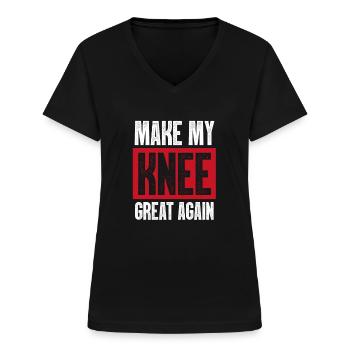 Knie Op - Frauen-T-Shirt mit V-Ausschnitt - Schwarz - Vorne - Lela (165cm)