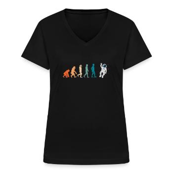 Astronaut Evolution Espace Espace Cadeau - T-shirt col V Femme - noir - Devant - Lela (165cm)