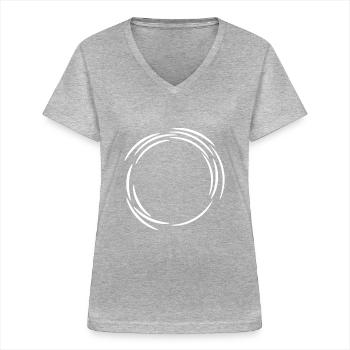 Circle design icon white line lines - Women's V-neck T-shirt - sports grey - Front - Lela (165cm)