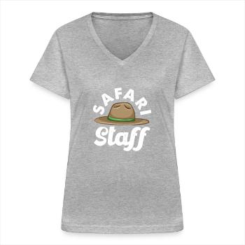 Afrique Safari - T-shirt col V Femme - gris chiné - Devant - Lela (165cm)