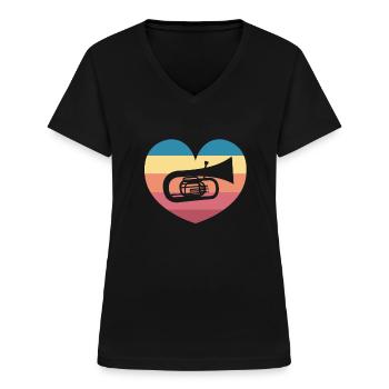 Baryton Baritonhorn concert concert - T-shirt col V Femme - noir - Devant - Lela (165cm)