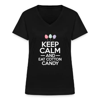 Cotton candy Sweets Sweets Sugar Gift - Women's V-neck T-shirt - black - Front - Lela (165cm)