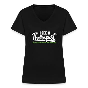 Psychische Gesundheit Mental Health Geschenk - Frauen-T-Shirt mit V-Ausschnitt - Schwarz - Vorne - Lela (165cm)