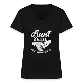Tante Nièce - T-shirt col V Femme - noir - Devant - Lela (165cm)