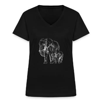 Elefant - Frauen-T-Shirt mit V-Ausschnitt - Schwarz - Vorne - Lela (165cm)